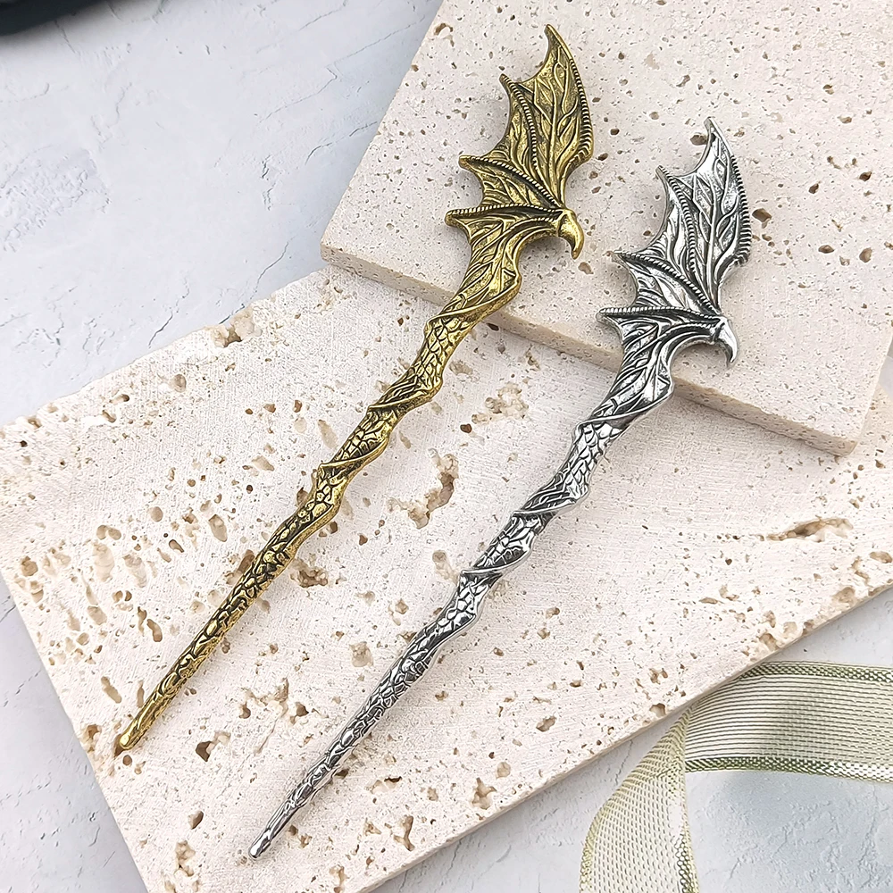 Vintage Dragon Wing Metal Hairpin Hair Stick Women's Creative Hairpin For Women Halloween Party Accessory Hairpin view 2