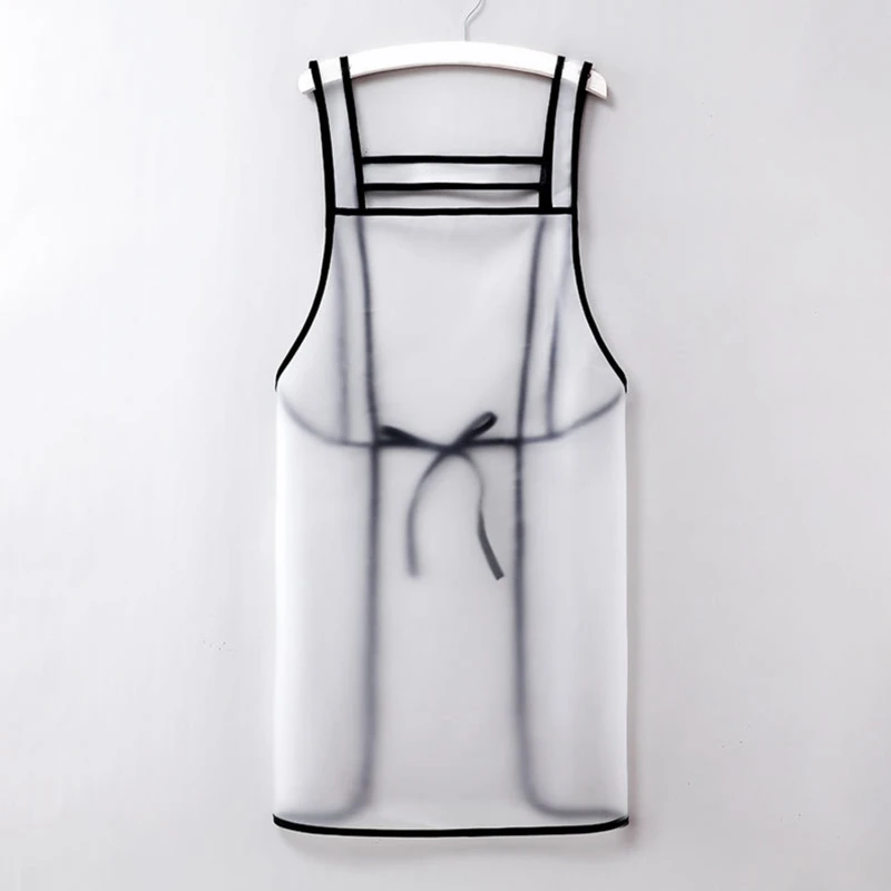 Kitchen Apron Waterproof Transparent Ladies Men Home Aprons Wipeable Oil Resistant Baking Accessories BBQ Restaurant Cafe Aprons