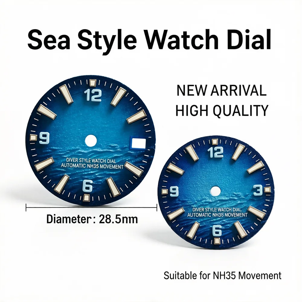

NH35 Sea Style Dial Fit For Seik Skx007 Mod 28.5mm C3 Green Bgw9 Blue Luminous Dials For NH35 Movement Watch Parts Accessories