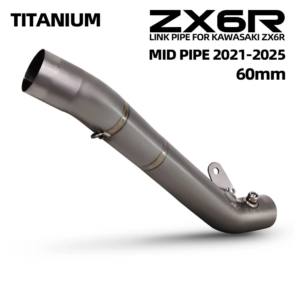 

For Kawasaki ZX6R ZX-6R 2021 2022 2023 2024 2025 Motorcycle Exhaust Adapter Middle Pipe 60mm Titanium Alloy Escape Racing Line