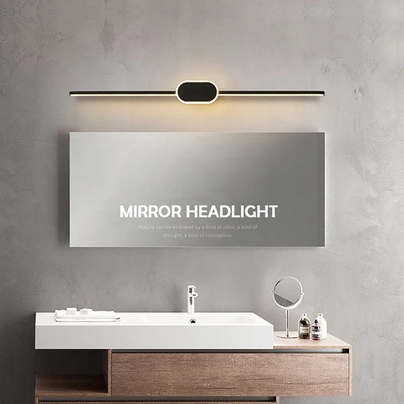 Lámpara de pared moderna para baño, tira LED de aluminio negro y blanco, para espejo de baño, luz de maquillaje