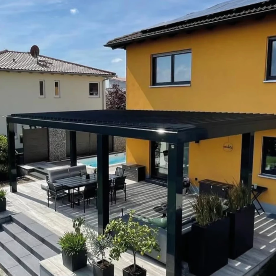 

Bioclimatique Garden Arches Arbours Pergolas Aluminium Louvered Roof Pergola Remote Control Motor for Outdoor Terrace