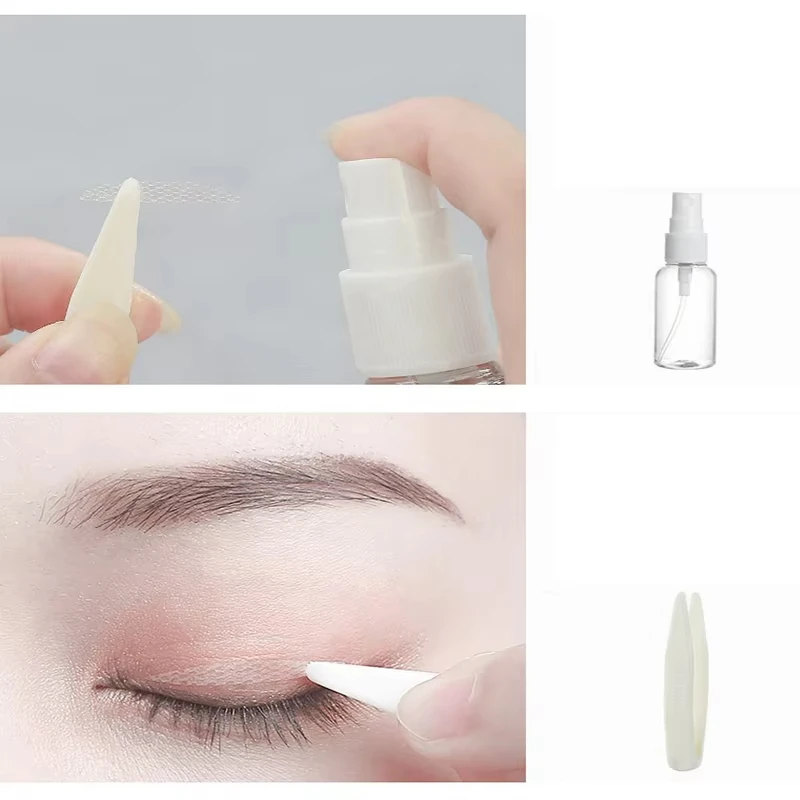 240-teiliges unsichtbares doppeltes Augenlidband, Spitzenband, natürliches, transparentes, beige gestreiftes, selbstklebendes Augen-Make-up-Set