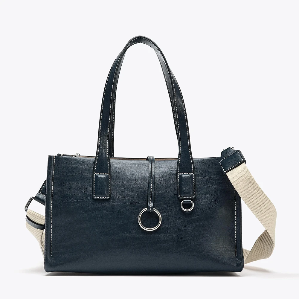 

Fashion PU Leather Tote Bags for Women Metal Ring Removable Handbags Designer Shoulder Crossbody Bag NEW Canvas Shopper Purses