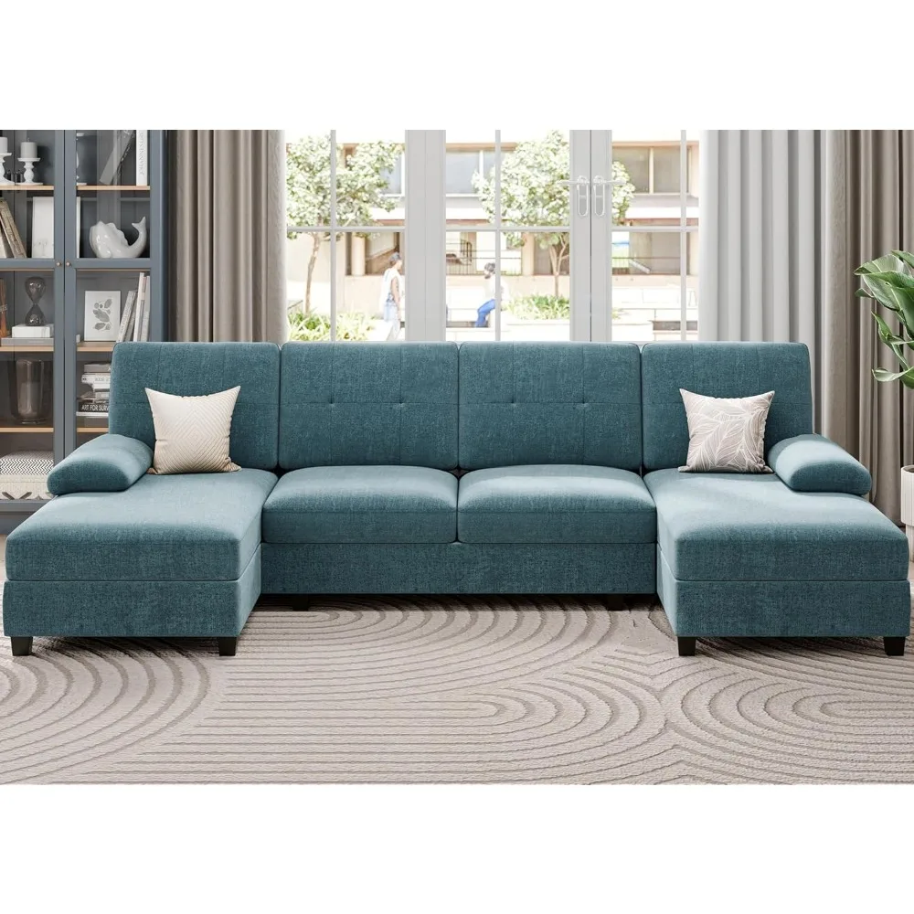 Sectional Sofa Couches for Living Room, U Shaped Couch Sofas Living Room Furniture Sets Clearance with Double Chaises