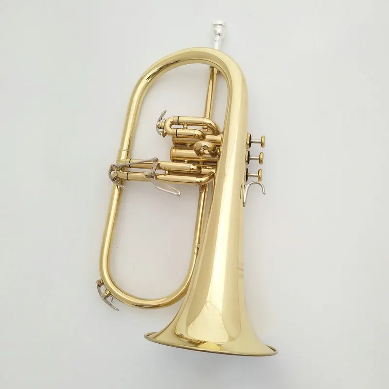 Professional Performance Beginner B-Flat Trumpet Frugalhorn Gold Lacquer Surface Instrument From Brass Tone