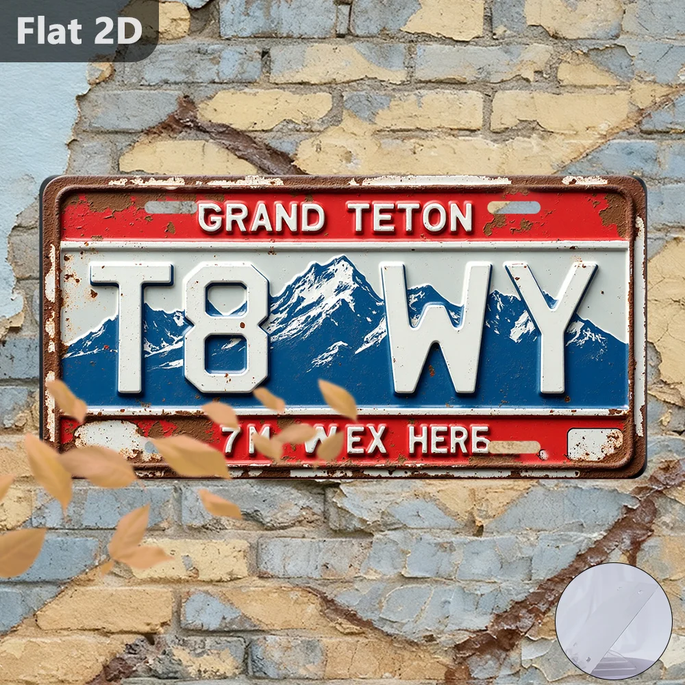 2D Flat - 1pc 2D Flat Sign | Retro Metal Decor, Grand Teton Mountains, Outdoor Wall Decor, 30.48cm X 14.99cm, Ideal for Garage,