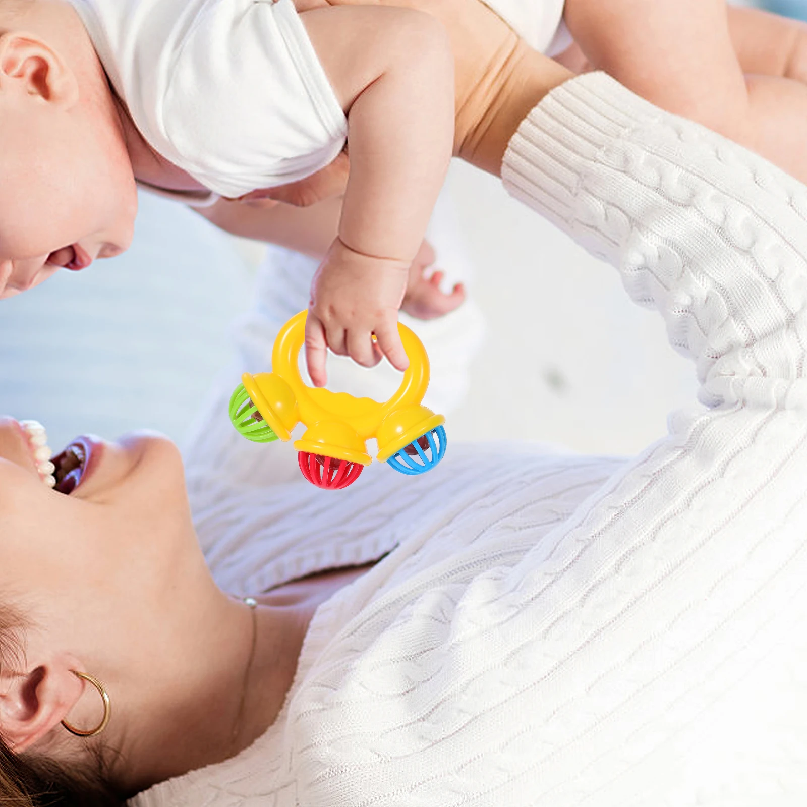 

Toddler Tambourine Toy 3pcs Plastic Mini Jingle Bells Hand Cranked Musical Instrument Set for Kids Small Percussion Gift