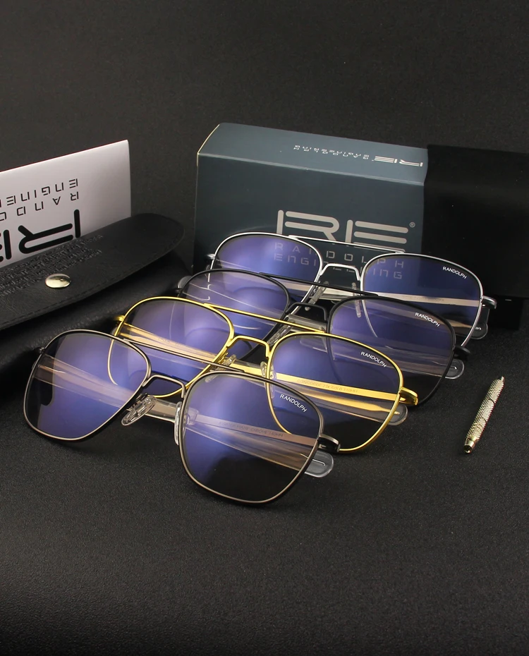 RE Sonnenbrille Mann Amerikanische Armee Militär Luftfahrt Pilot Sonnenbrille Gradienten Objektiv Frau Luxus Marke Vintage Titan Rahmen – Detail 12