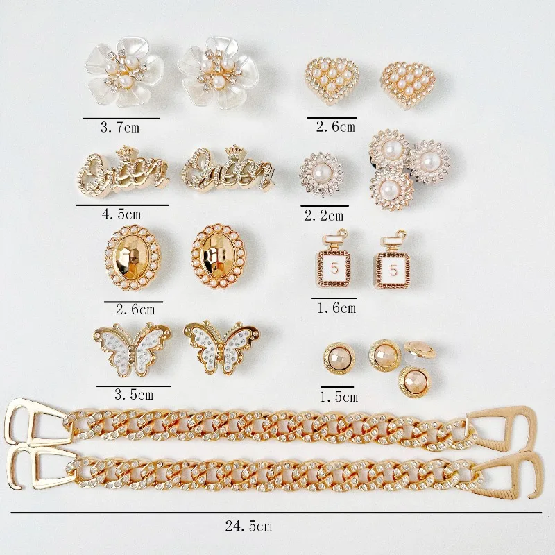 22-teiliges Set Glitzernde Kristall-Strass Schuh-Charms für Clogs Gartenschuhe Damen Mädchen Blumen Schmetterling DIY Clog-Sandalen Dekorations-Charms – Detail 1