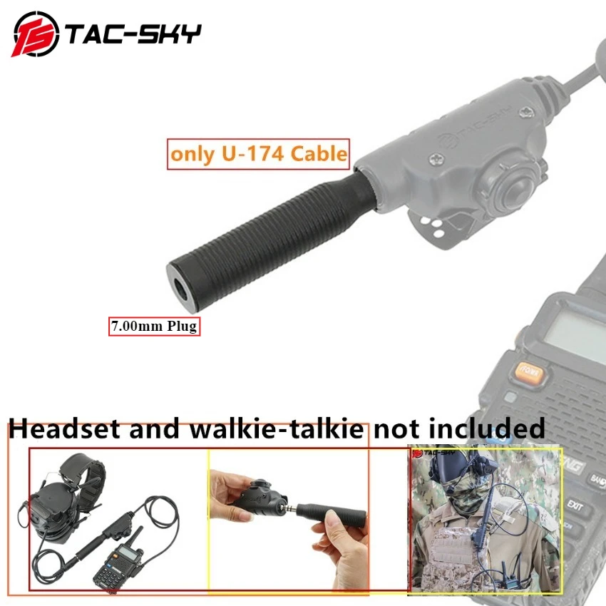 TAC-SKY Civilian Headset To Military Headset Accessories U-174 Cable for PeltoComtac/MsaSordin/TCI Shooting Hunting Headphones