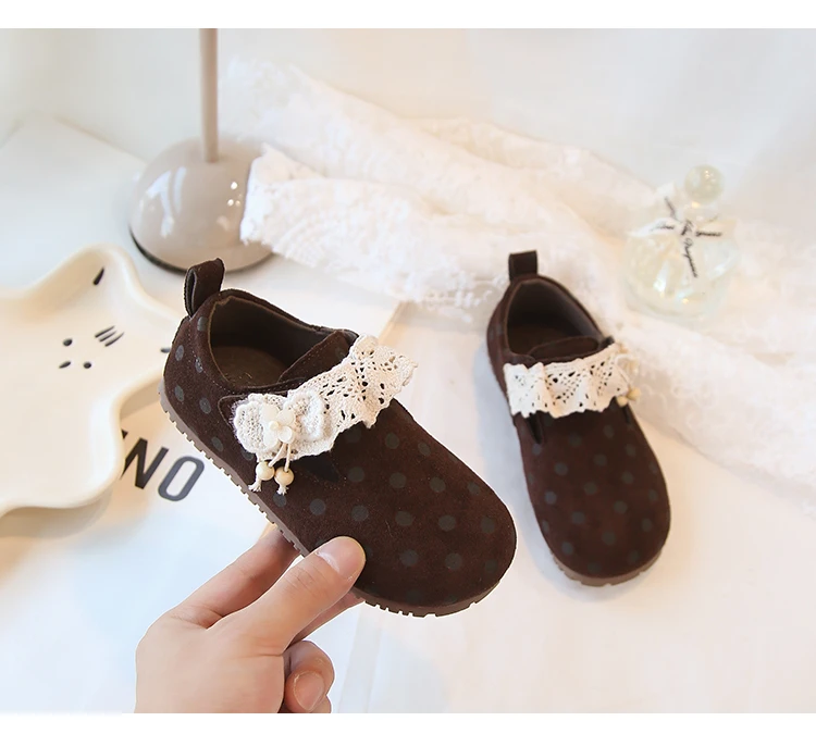 Mädchen Flache Schuhe Niedliche Polka Dots Süße Spitze Kinder Lederschuhe Runde Zehen 2026 Brandneue Kinder Prinzessinnen-Schuhe Weiche Sohle – Detail 12