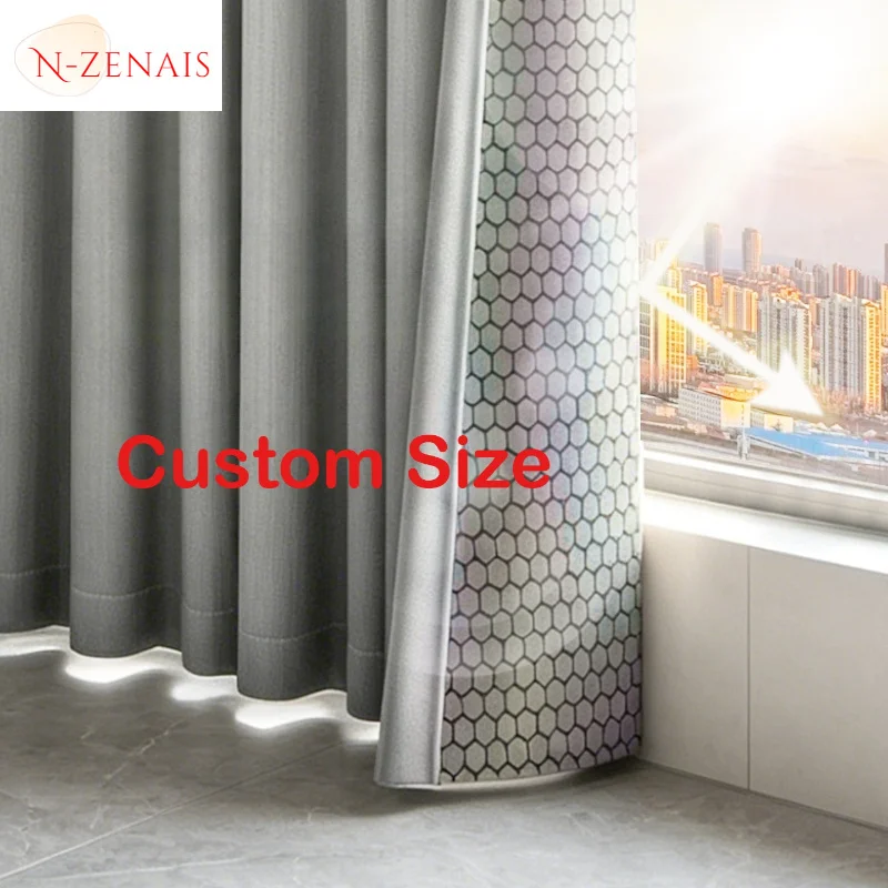 Laser Shading Living Room and Bedroom Light Luxury Modern Simple Sun Protection and Heat Insulation High-grade Gray Curtain