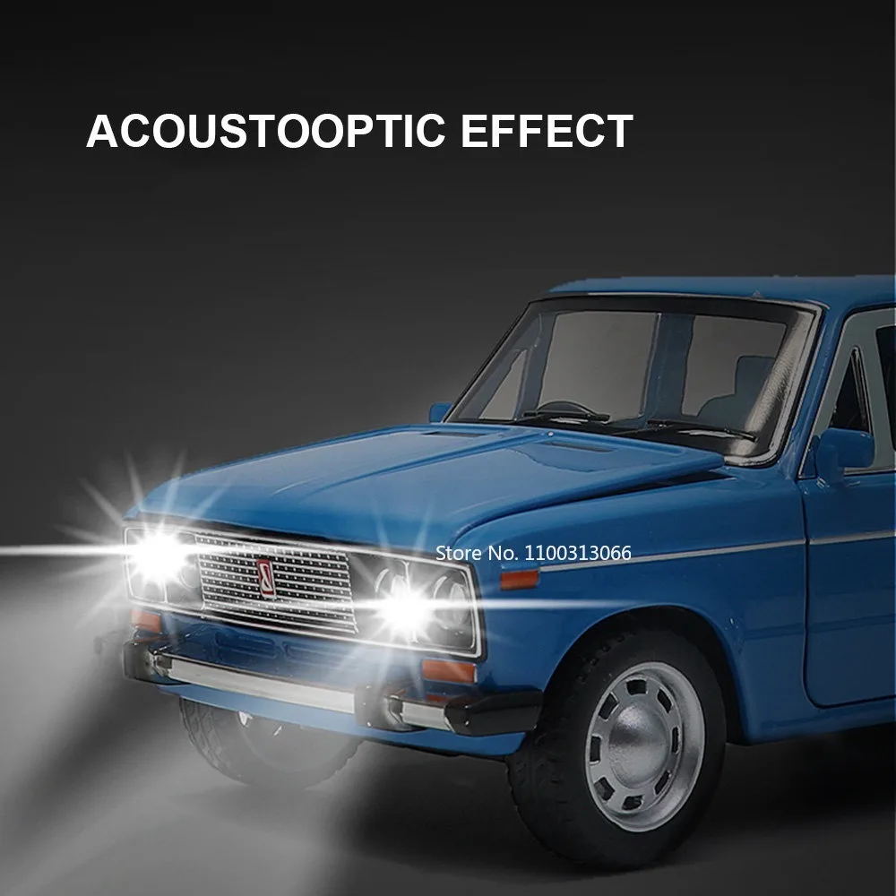 1:24 Scale LADA Alloy Car Model Diecast Toys Vehicles Light & Sound Effect Car For Boys Birthday Gifts Kids Toys Car Collection