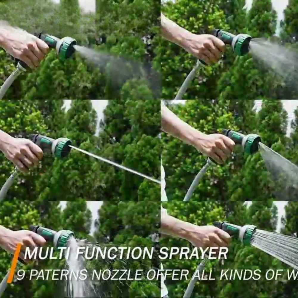 بكرة خرطوم حديقة قابلة للسحب، 100 قدم × 5/8 بوصة بكرة خرطوم مياه متينة مثبتة على الحائط مع/180 ° دعامة دوارة، بخاخ بنمط 9 - الأفضل #4