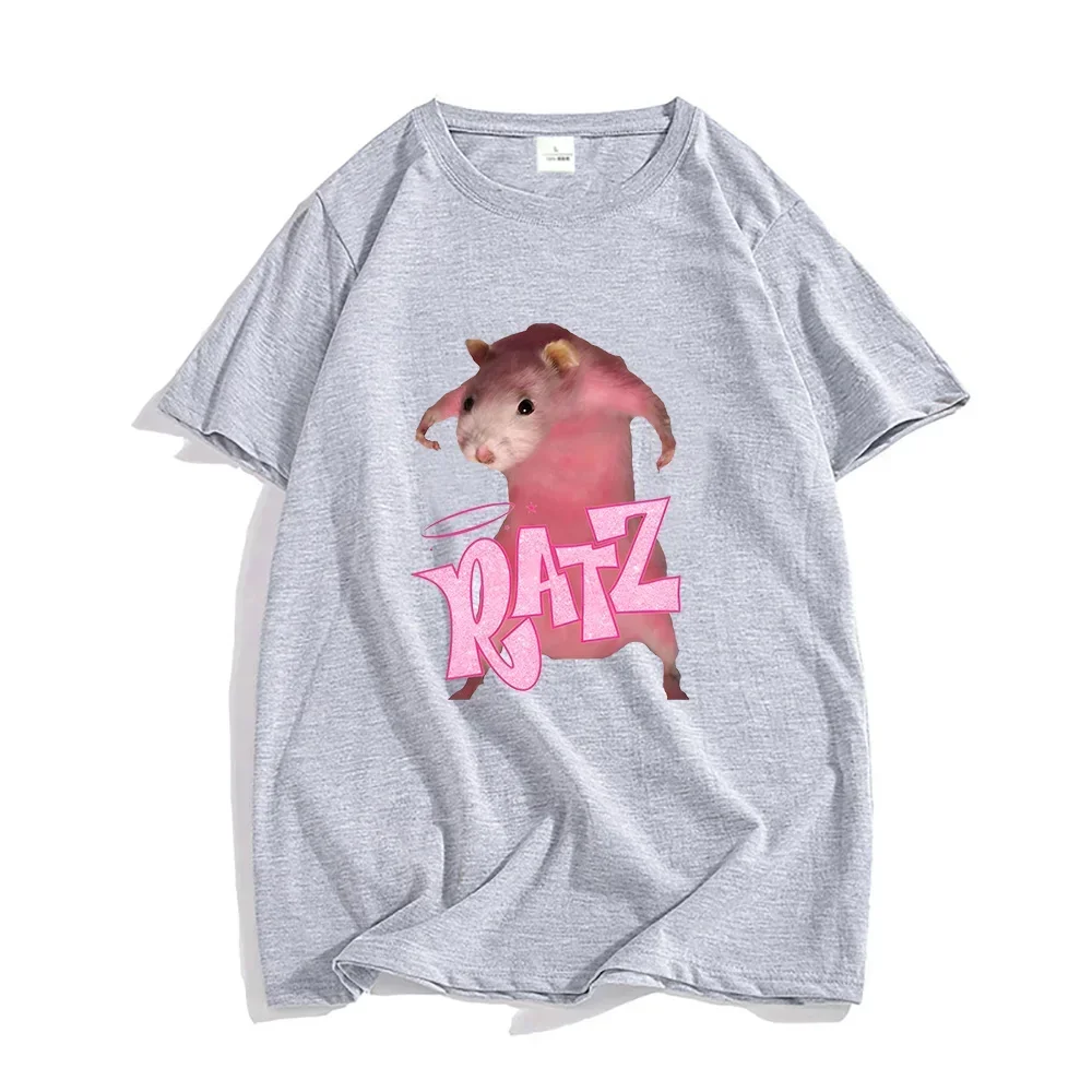 T-shirt damski z kreskówkowym nadrukiem w stylu Ratz mysz casualowa koszulka z krótkim rękawem Casual Kawaii letni Tshirt z okrągłym dekoltem