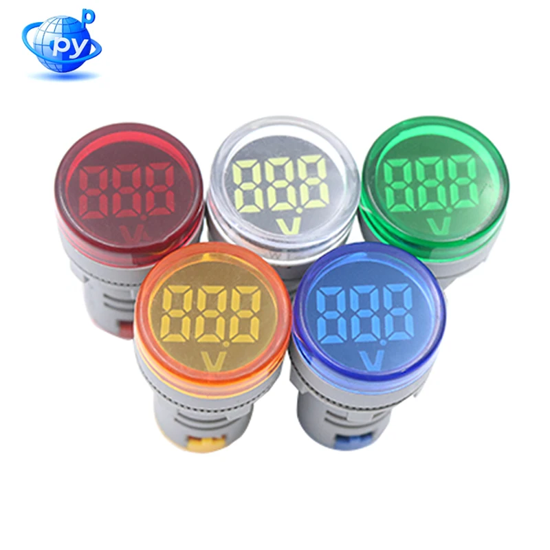 22mm Round Mini Digital Voltmeter AC 50-500V LED Display Voltage Tester for DIY Installation Power Monitor AD16-22VM
