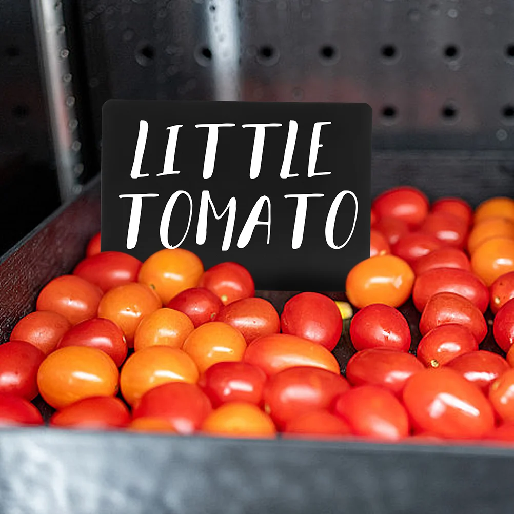 12 Pcs Food Label Signs Stable Price Tag Desktop Black Abs Advertising Labels Rack