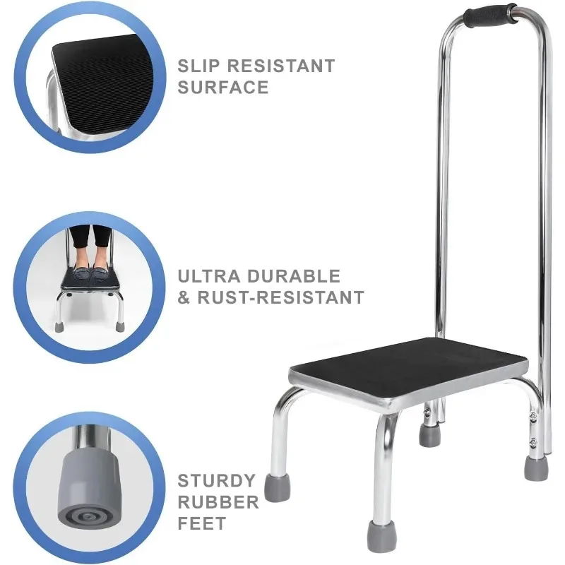 

Stools Ottomans Medical Foot Step Stool with Handle and Anti Skid Rubber Platform, Lightweight and Sturdy Stool for Chil