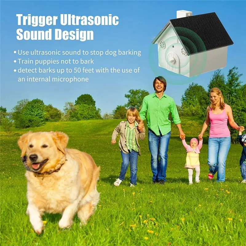 para 1 pacote de dispositivos de controle de latidos de cães, dispositivo antilatido ao ar livre, alcance de até 50 pés ajustável, 3 níveis de parada de cachorro, branco