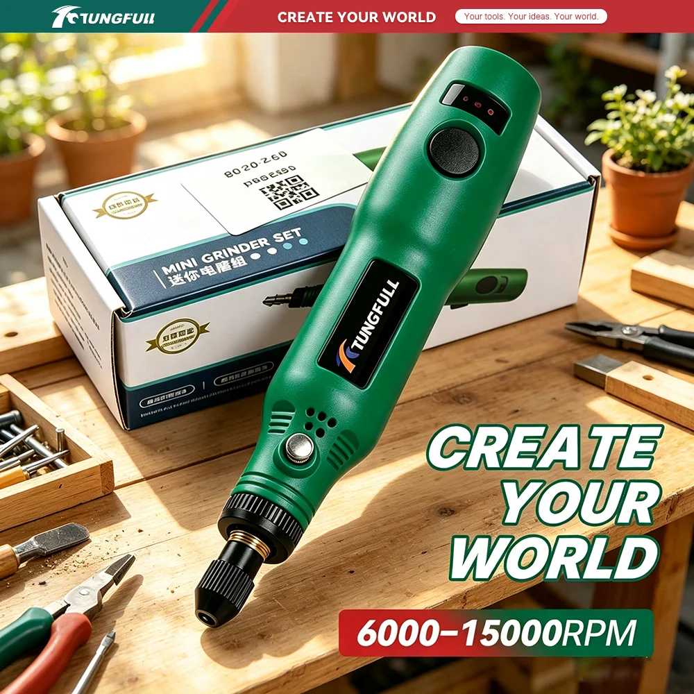 TUNGFULL Portable Rechargeable Rotary Grinding Pen Handheld Mini Electric Drill Sanding Carving Polisher For Jewelry Wood Glass
