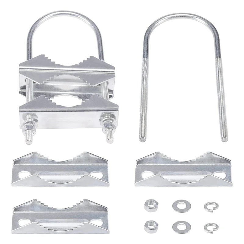 Double Antenna Mast Clamp V-Jaw Bracket U Bolts Pipe Mounting Hardware 12 Sets For Yagi Wifi Antenna, TV Antenna