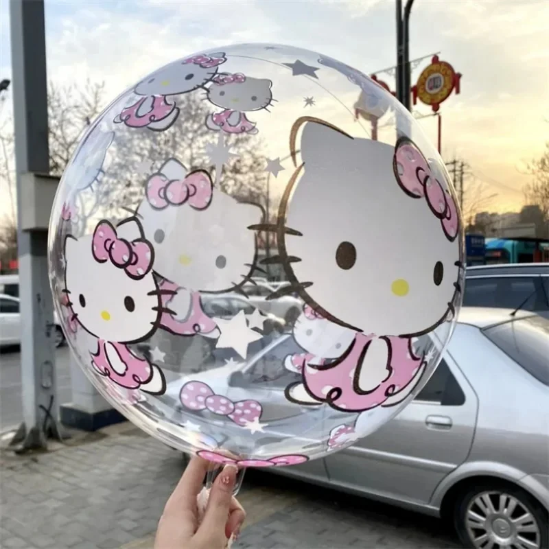 6 unids/set Hello Kitty Sanrio Kawaii globos transparentes impresos fiesta de cumpleaños boda regalos para niños juguete muebles decoración