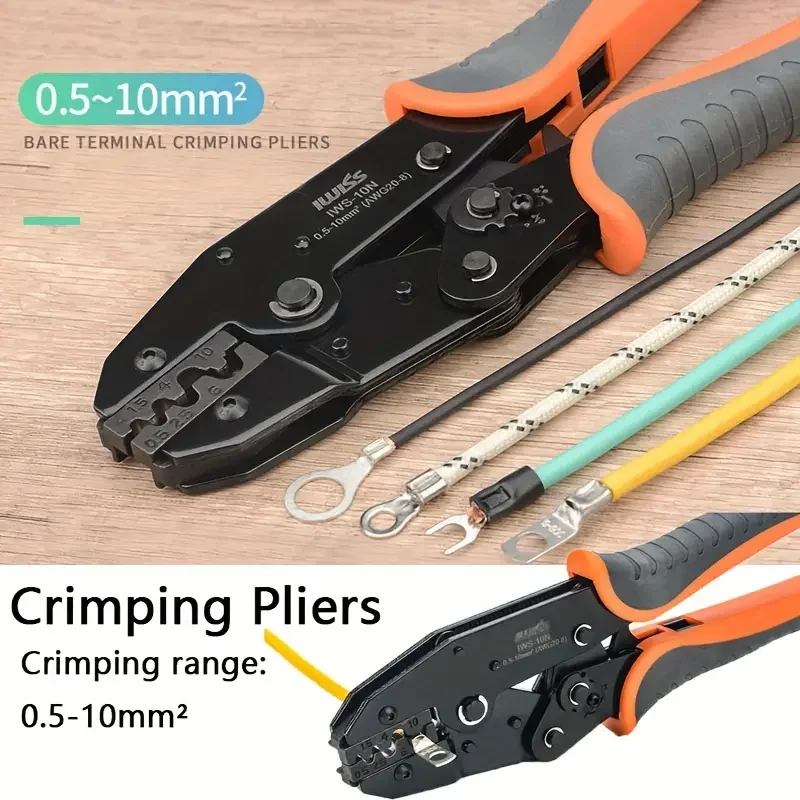 1PC 0.5-10mm² Portable Multifunctional Crimping Stripper Crimping Circular Bare Terminal Crimping Pliers Home Improvement Tool