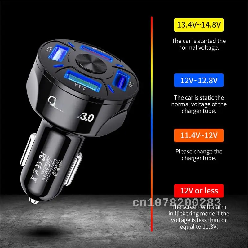 

USLION 4 Ports USB Car Charge 48W Quick 7A Mini Fast Charging For iPhone 11 Xiaomi Huawei Mobile Phone Charger Adapter in Car