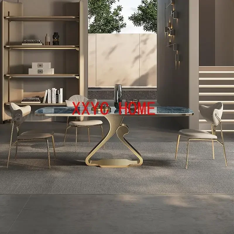 Creative Dining With Beautiful Textured Glossy Desktop High-End Furniture For Kitchen Luxury Rectangle