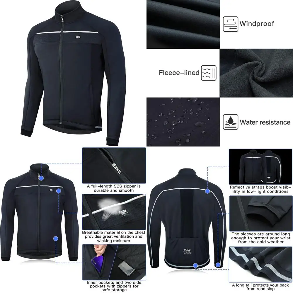 

Souke Sports Мужская зимняя велосипедная куртка, ветрозащитная водонепроницаемая термоветровка