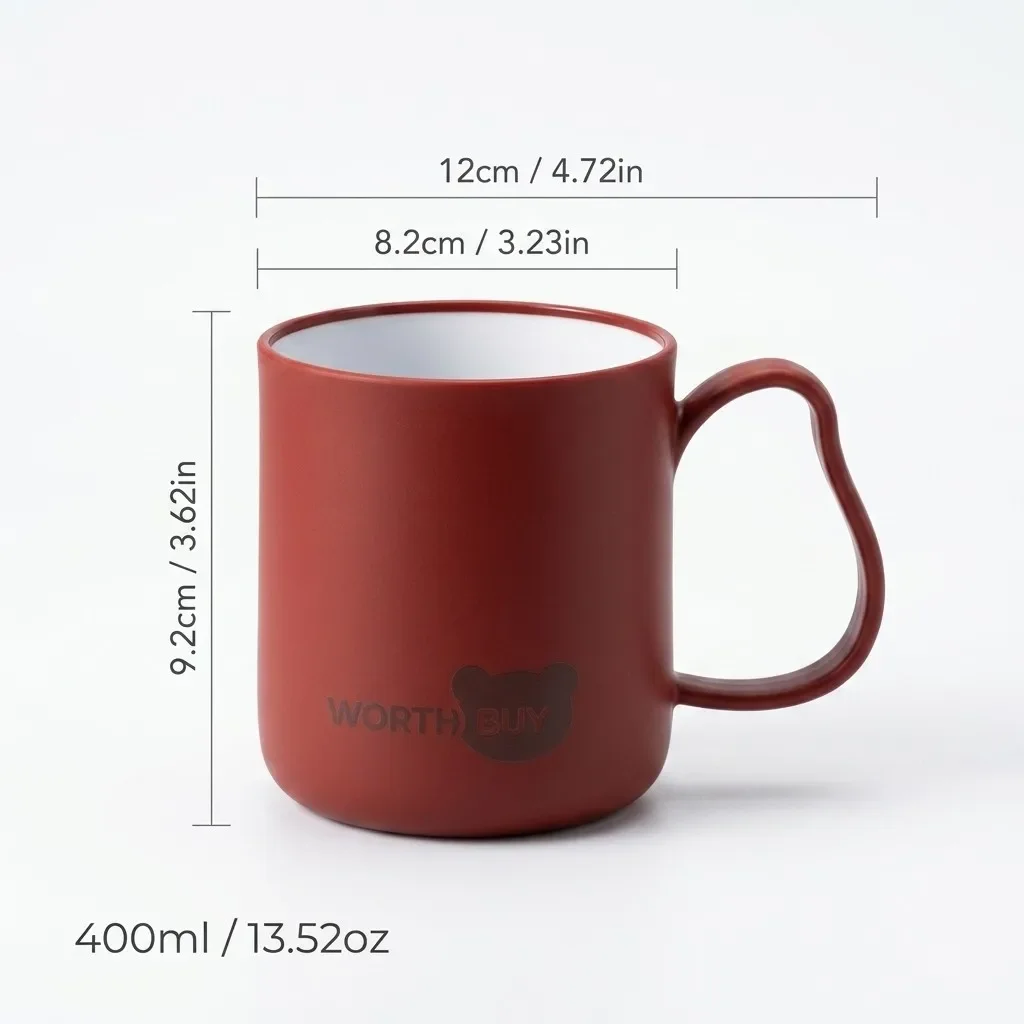 304 roestvrijstalen koffiemok, dubbelwandige plastic beker met handvat, onbreekbaar, hittebestendig, geschikt voor kantoor en kinderen.