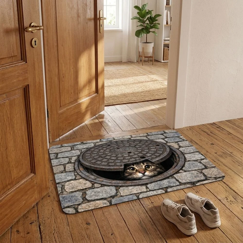 2D Flat Optical Illusion Doormat Non-slip Water-absorbing Bathroom Carpet Diatomaceous Earth Durable Bedroom Door Rug Home Decor