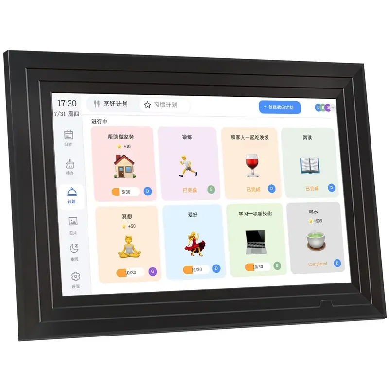 15.6 Inch Smart Calendar Touchscreen 1920x1080 WiFi MP3 Player Glass Screen ABS Case Black Digital Schedule Management Device