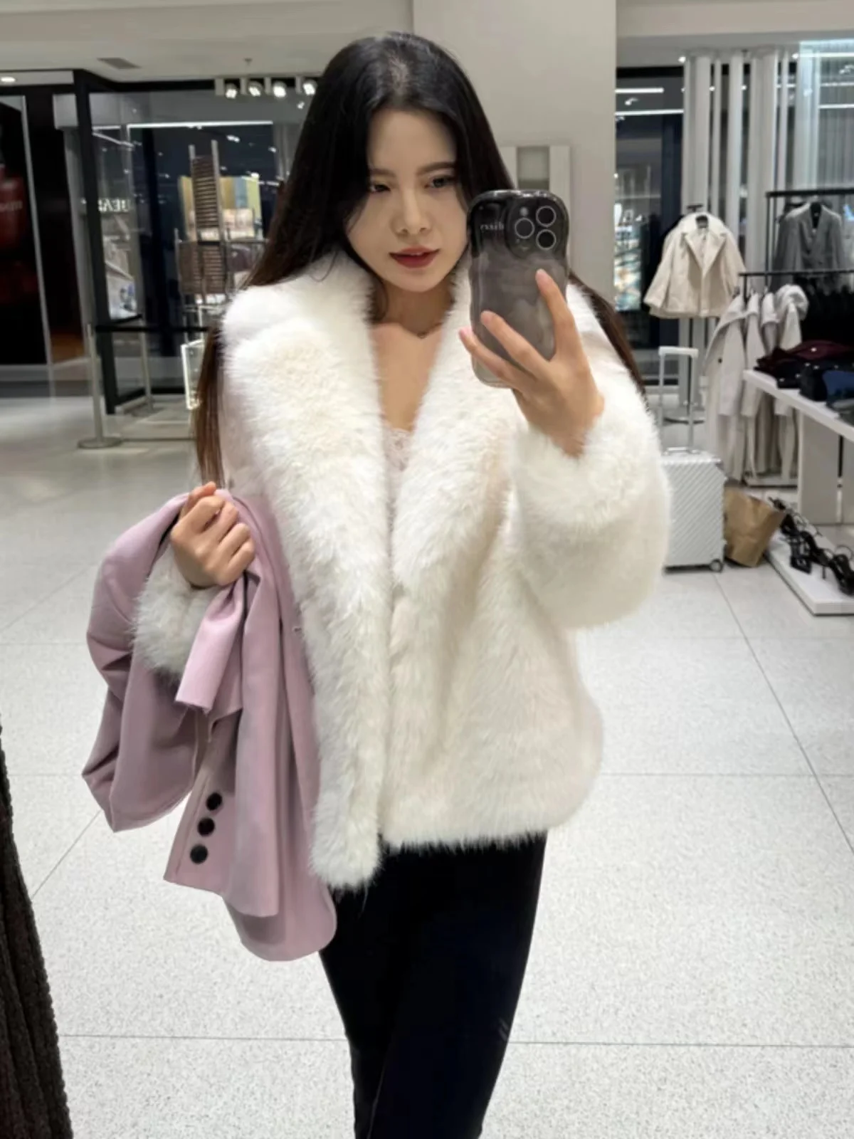 Kedatangan Baru Musim Gugur Musim Dingin Mantel Wanita ort Jaet Efek Bulu Tumpuk Serbaguna Pakaian Luar Bulu Imitasi Kasual Longgar Model Panjang