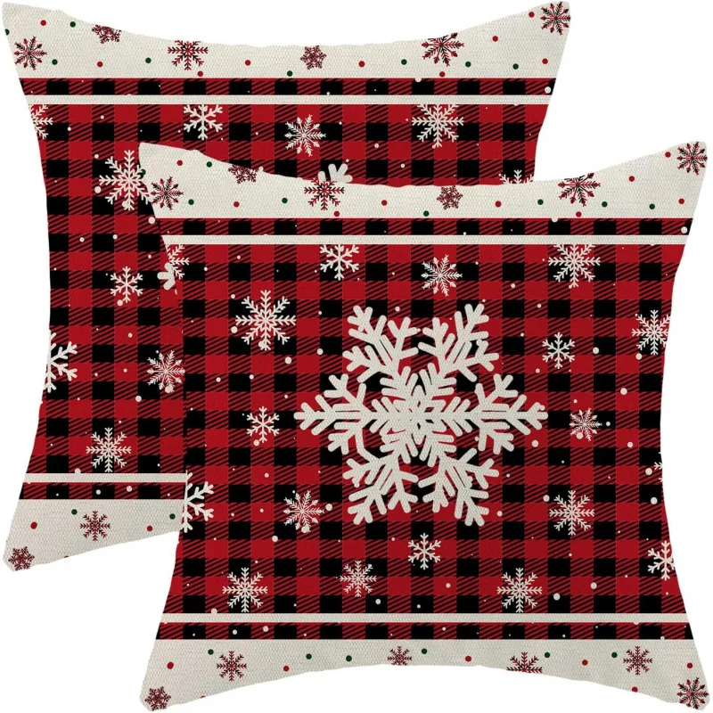 

Christmas Pillowcase 2-Piece Set Water Buffalo Pattern Snowflake Winter Sofa Cover