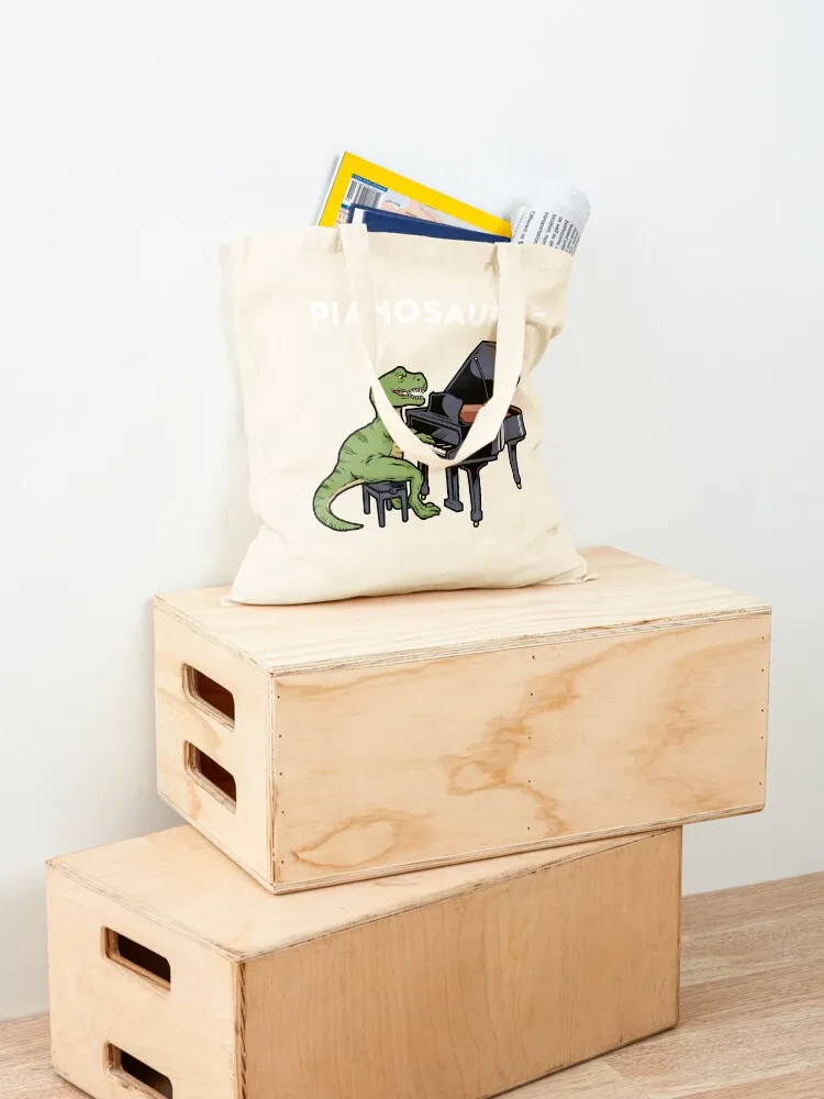 Grand Piano Gift Kids Pianist Gift Dinosaur Music Piano Tote Bag Reusable bags Big bag Canvas stote bag