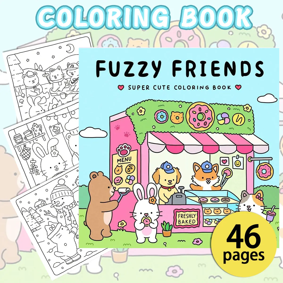 Книжки-раскраски Fuzzy Friends, теплые сцены, легкая окраска, для дома, родителей - ребенок своими руками, расслабление, без ветра, повышение творчества