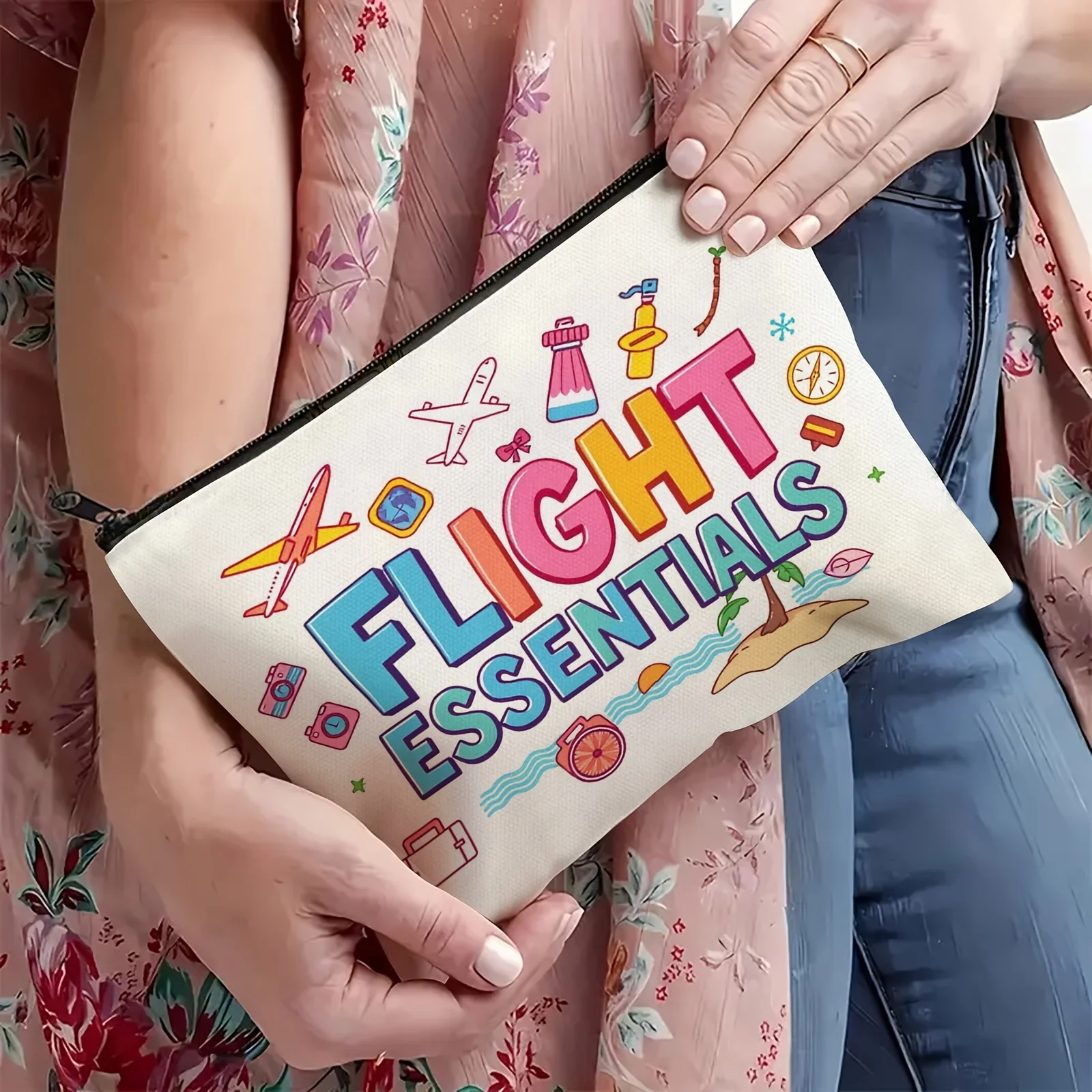 Compact Folding Travel Organizer Bag, Makeup and Passport Case for Women/Men - for Flight Essentials Storage - Machine Washable