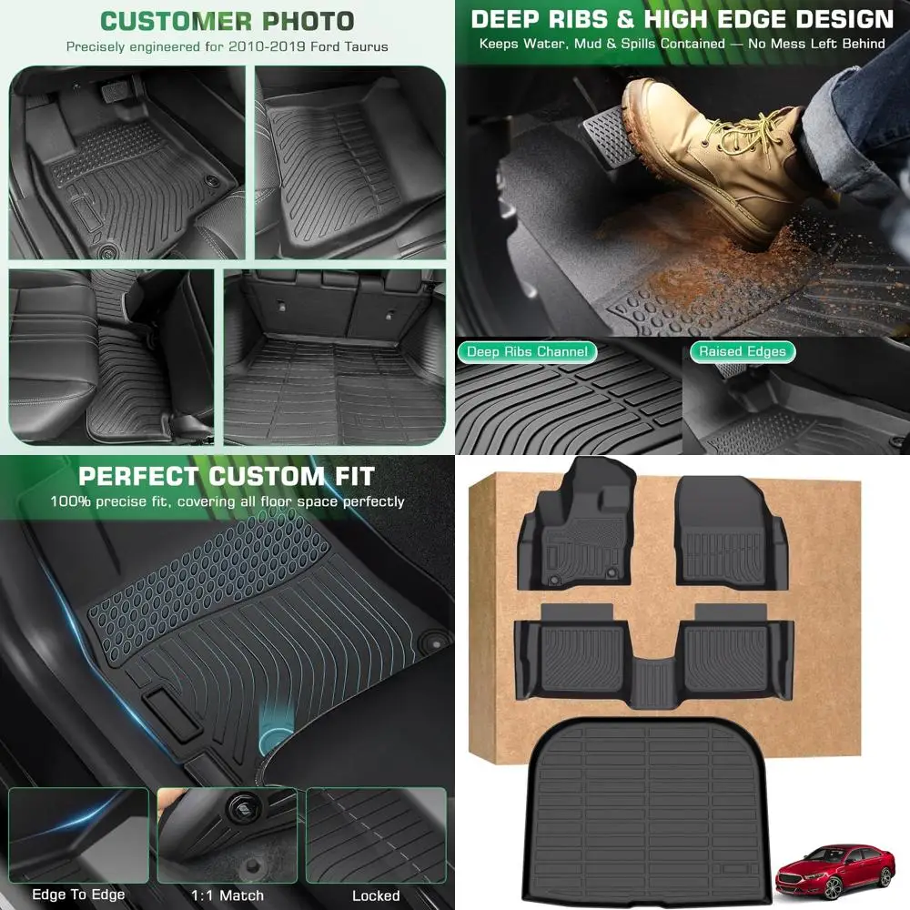 

Floor Mats for Ford Taurus 2019-2010, for Taurus SE | SEL | Limited | SHO All Weather Rubber TPE Floor Liners, Waterproof Anti-S