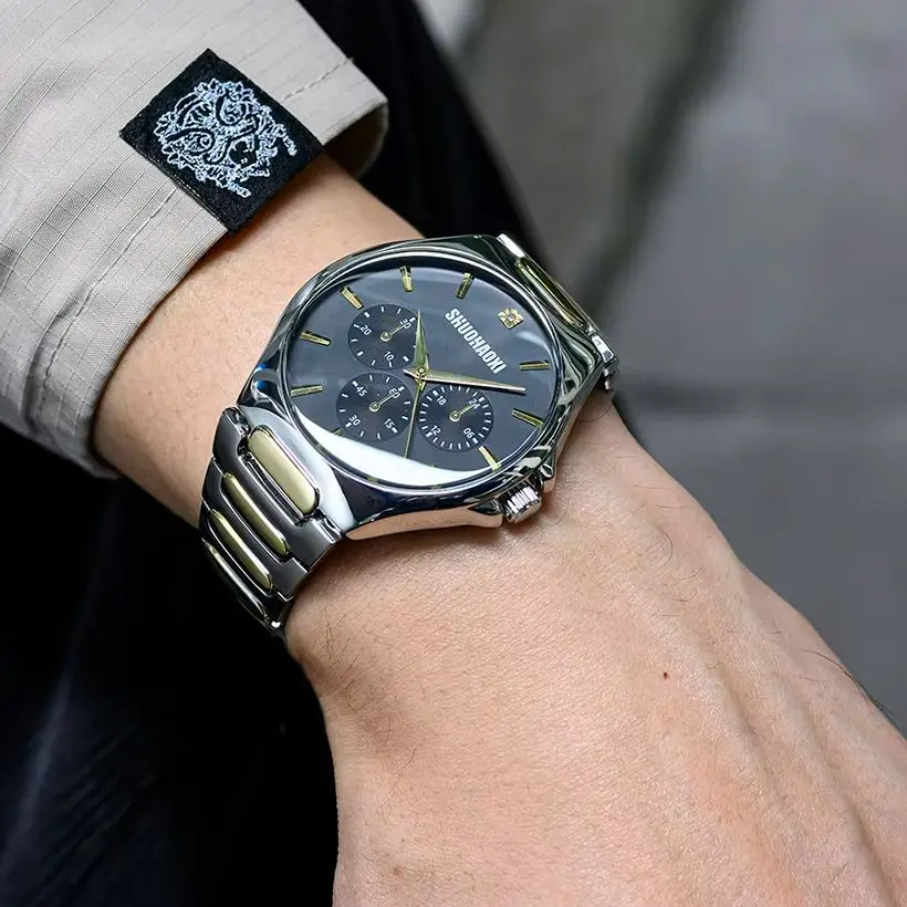 1Pc Men's Stainless Steel Strap Casual Fashion Waterproof Simple Watch