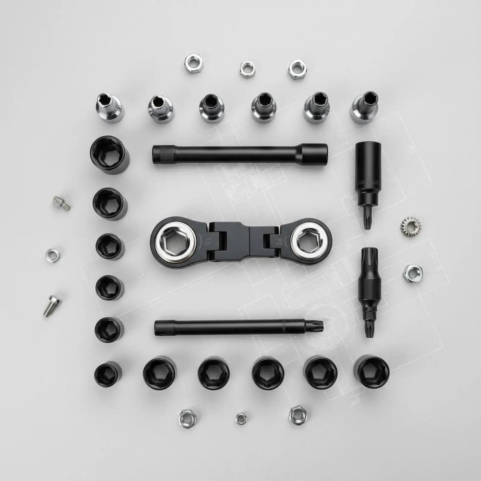 Compact Socket Wrench Kit Portable Ratcheting Wrench Set Multi-purpose Mini Tool for Two-wheeler Checks