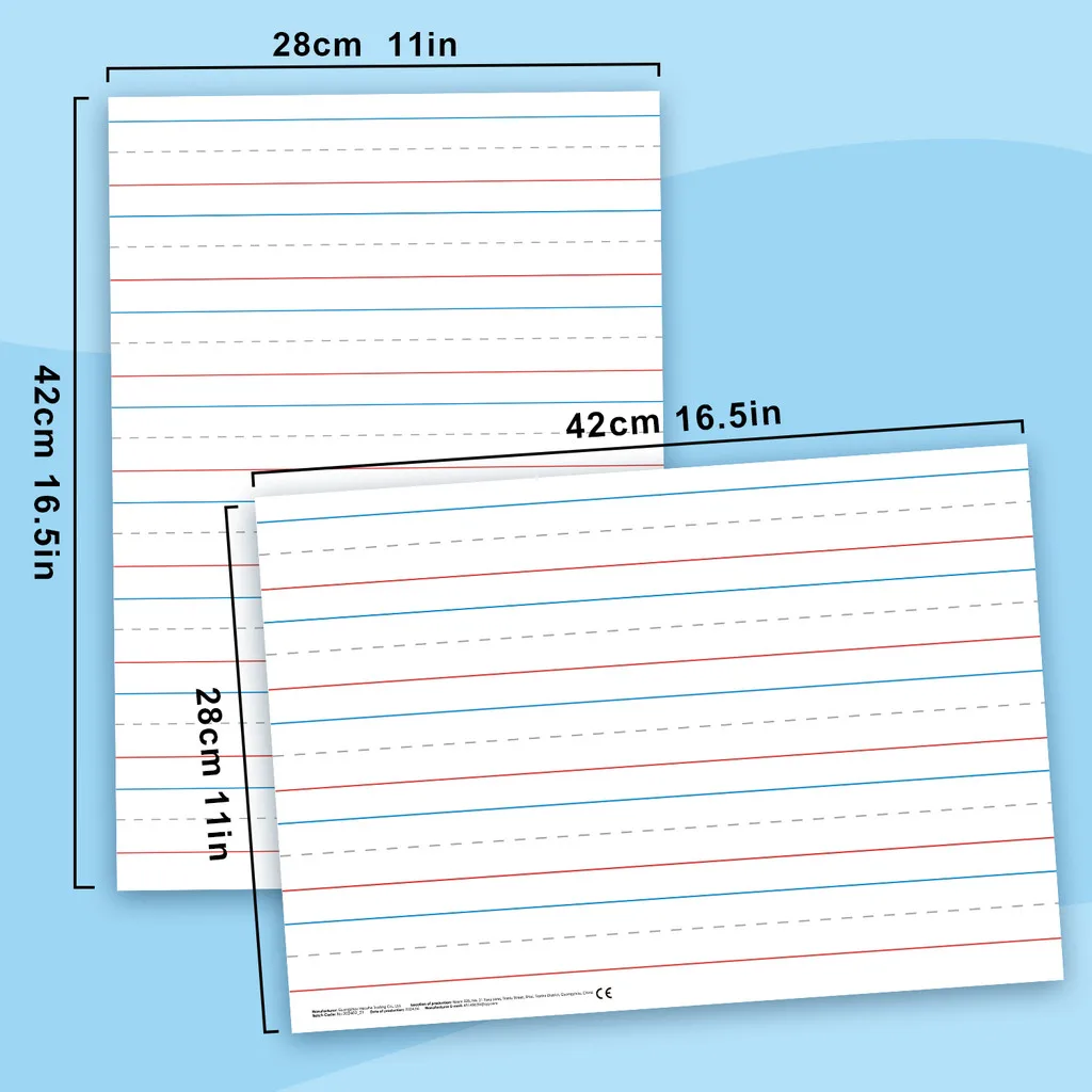 A3 Size Dry Erase Ruled Lines Boards Preschool Letter Formation Number Writing Word Building and Sentence Composition Poster