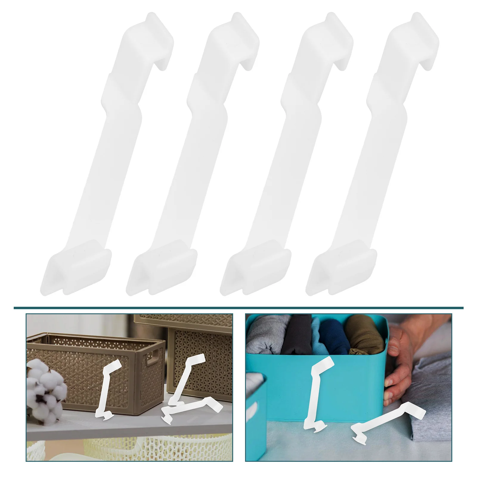 

4Pcs Plastic Bin Clips Storage Container Aid Support Stackable Storage Boxes Organizer Home Office Use Plastic Support