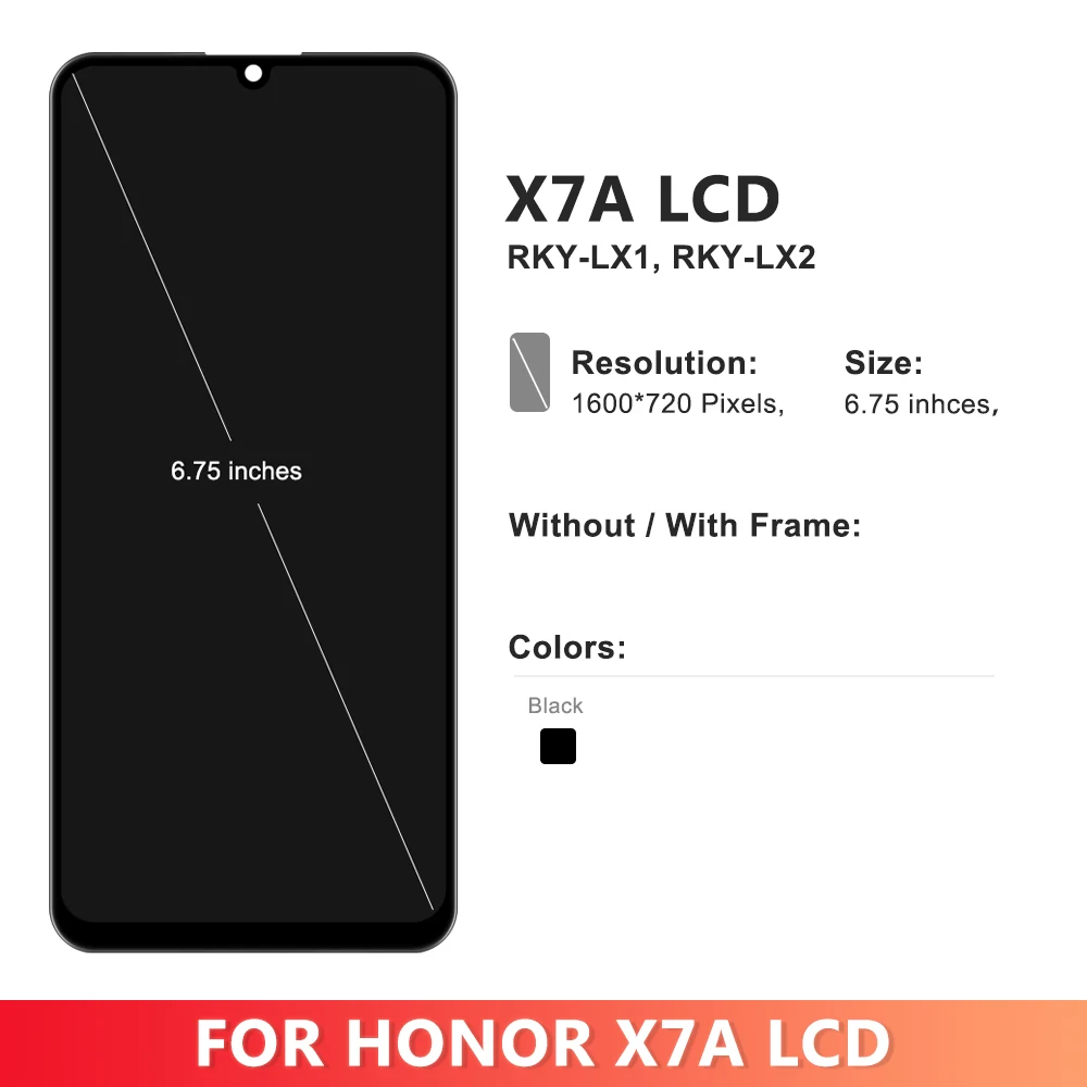 Lcd For Huawei Honor X7A RKY-LX1 RKY-LX2 RKY-LX3 Display Touch Screen Digitizer Panel Assembly Lcd Screen With Frame