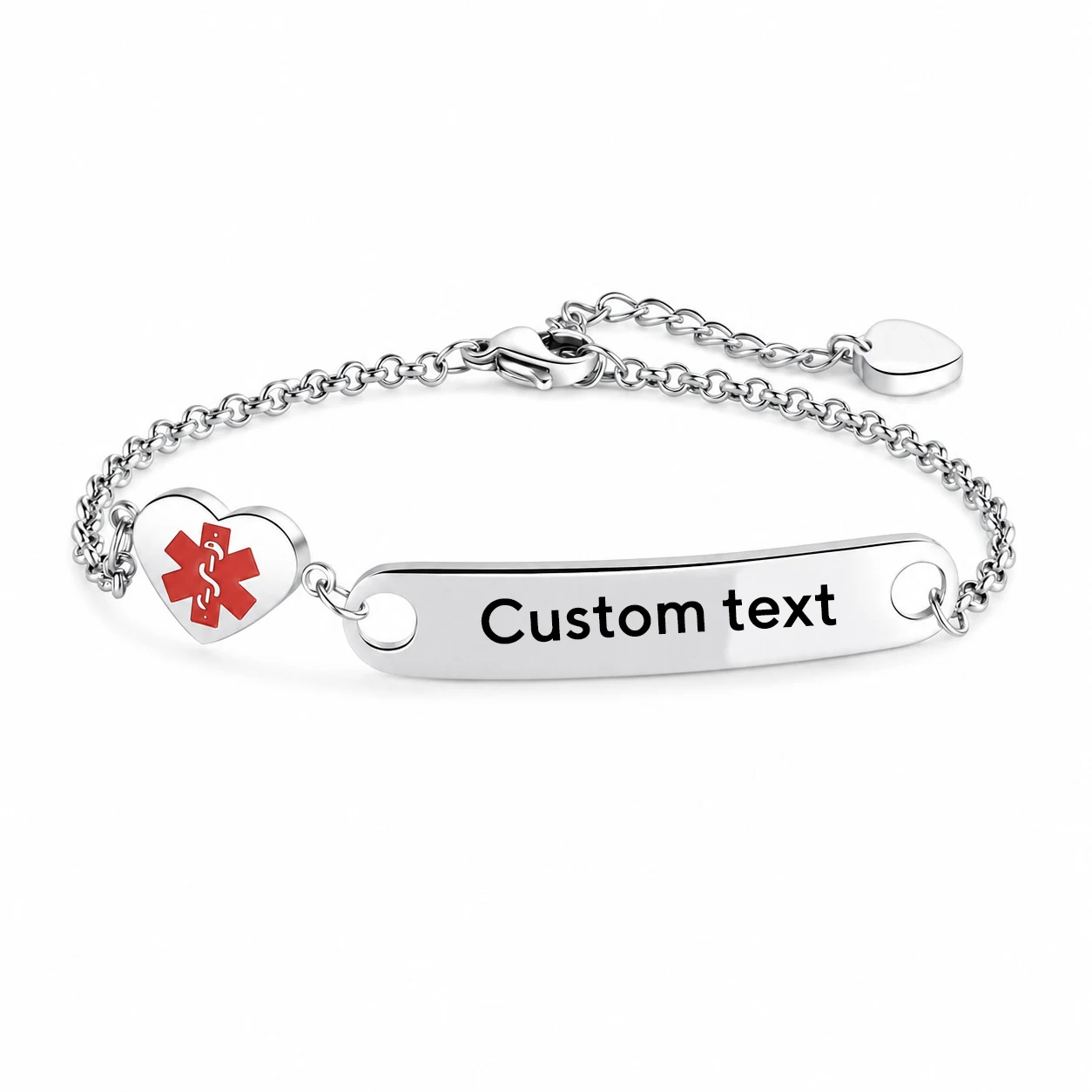 Punk SOS Medical Custom Text Bracelets For Women Heart The Snake Emblem Rod of Asclepius Stainless Steal Men Bracelets Jewelry