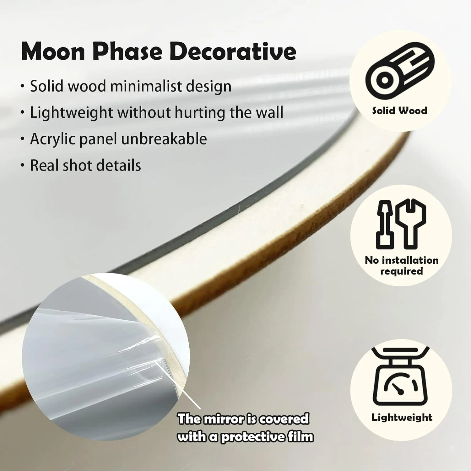 

Stunning Set of 5 Beautiful Acrylic Mirrors for Bohemian Moon Phase - Chic Boho Style Bedroom and Living Room Decor - Ideal Home