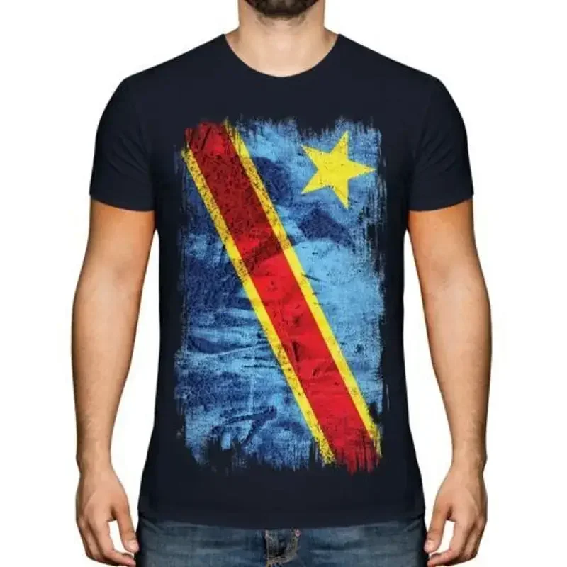 DEMOCRATIC REP. OF CONGO GRUNGE FLAG MENS T-SHIRT TEE RÉPUBLIQUE DÉMOCRATIQUE DU
