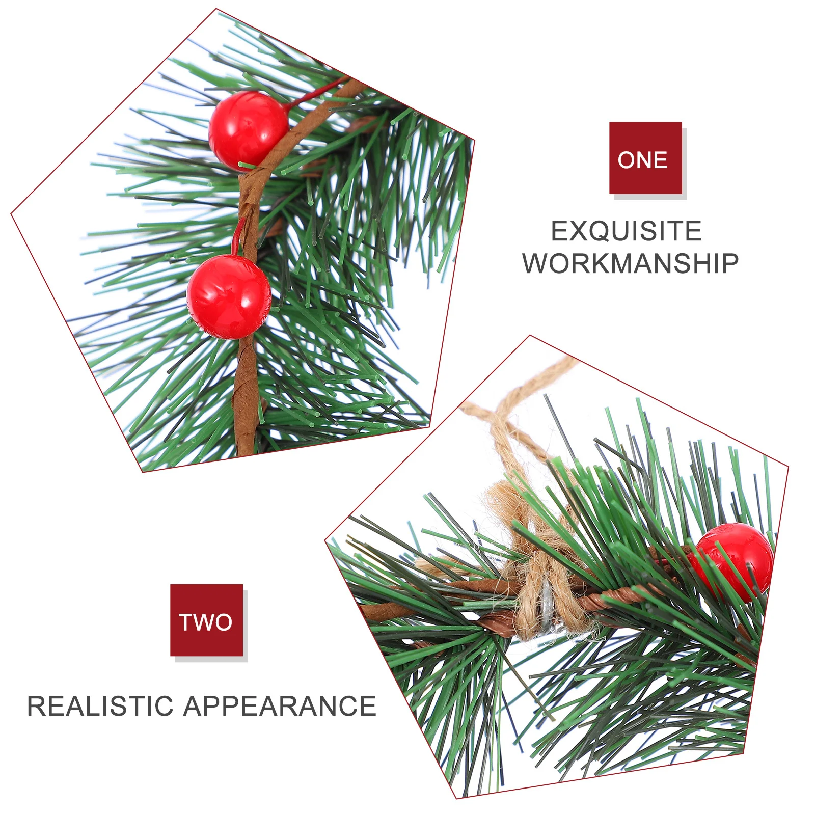 

3 Pcs Wall Hanging Decor Red Berry Garland Front Door Christmas Artificial Garlands Wreath PVC Decoration for Berries
