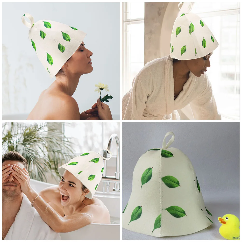 

2pcs Reusable Felt Sauna Hat Thickened Bathing Cap For Women Breathable Shower Hat Hair Protector Bath Accessories Head Cover